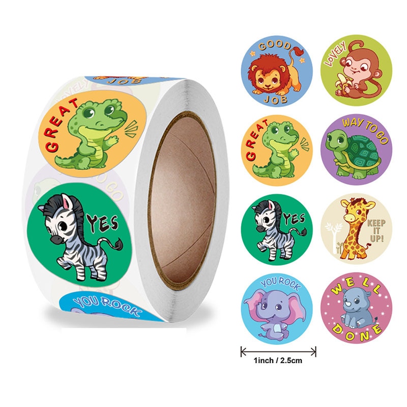 Set 500 miếng dán trang trí hình động vật đáng yêu nhiều kiểu tùy chọn