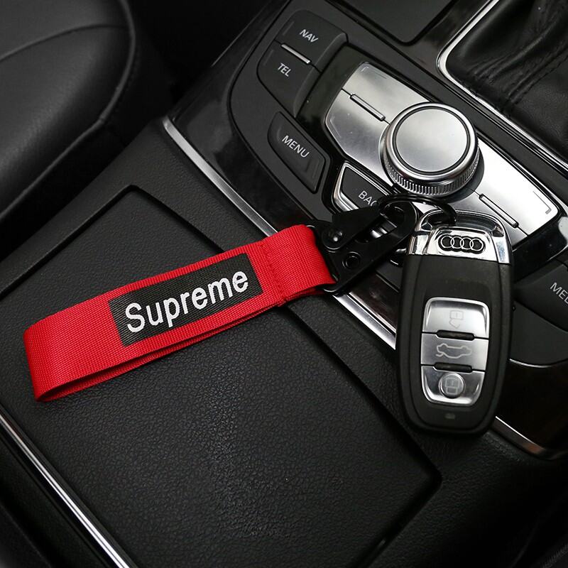 Móc Khóa Vải Canvas In Chữ Supreme Thời Trang