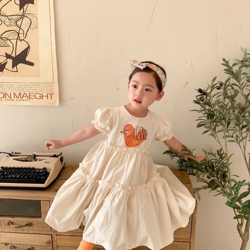 Váy bé gái đũi sần cara xinh xắn