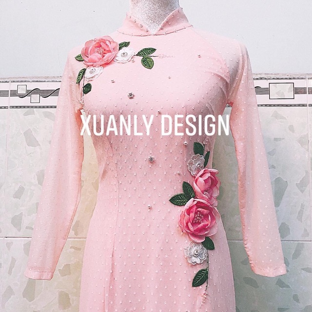 đính kết hoa áo dài