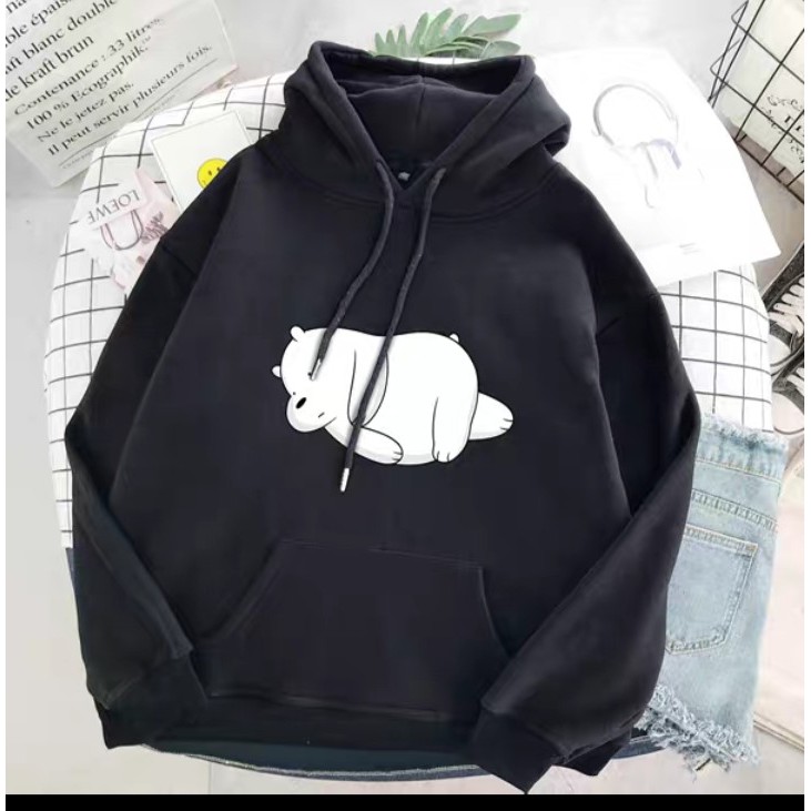 Áo hoodie gấu trắng chất nỉ bông dày siêu ấm, phù hợp đi chơi, mặc ở nhà.