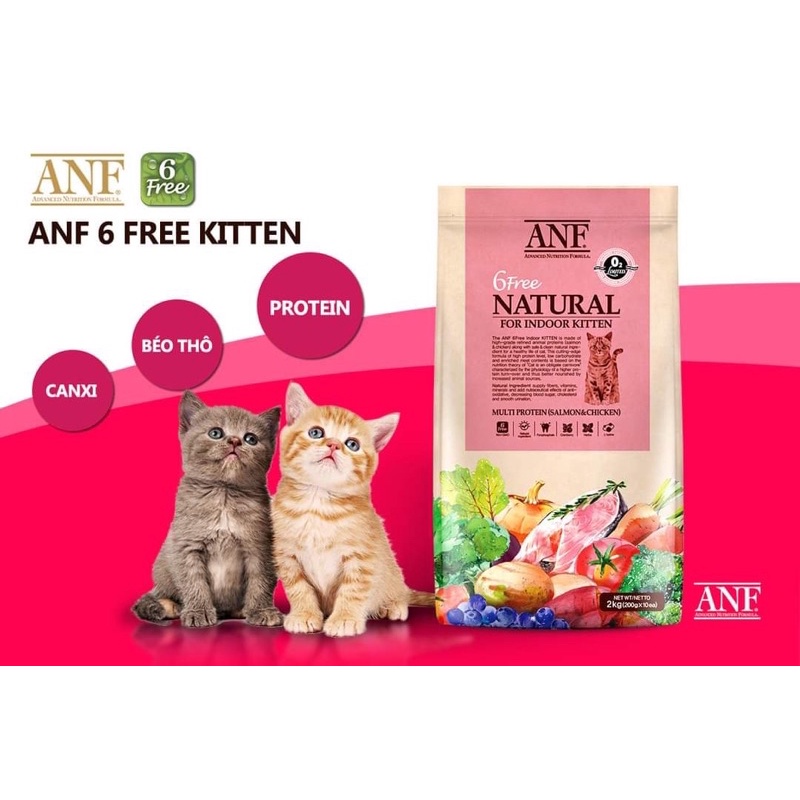 Thức ăn cho mèo Hạt hữu cơ ANF Kitten 6Free