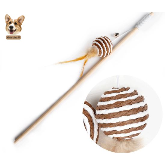 Đồ Chơi Cho Mèo - Cần Câu Mèo Bằng Gỗ