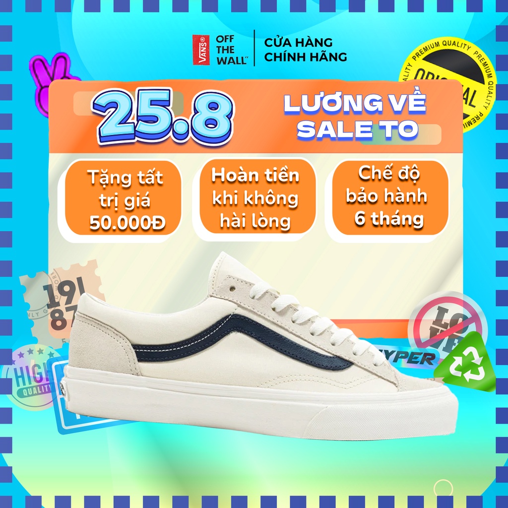 Giày vans style 36 chính hãng cho nam nữ, vans style 36 sọc xanh navy full box