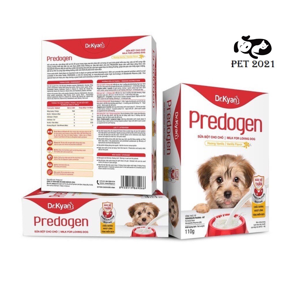 Sữa bột Dr.kyan Predogen  cho chó bầu, chó con bổ sung khoáng vitamin canxi dinh dưỡng - hộp giấy 110gr