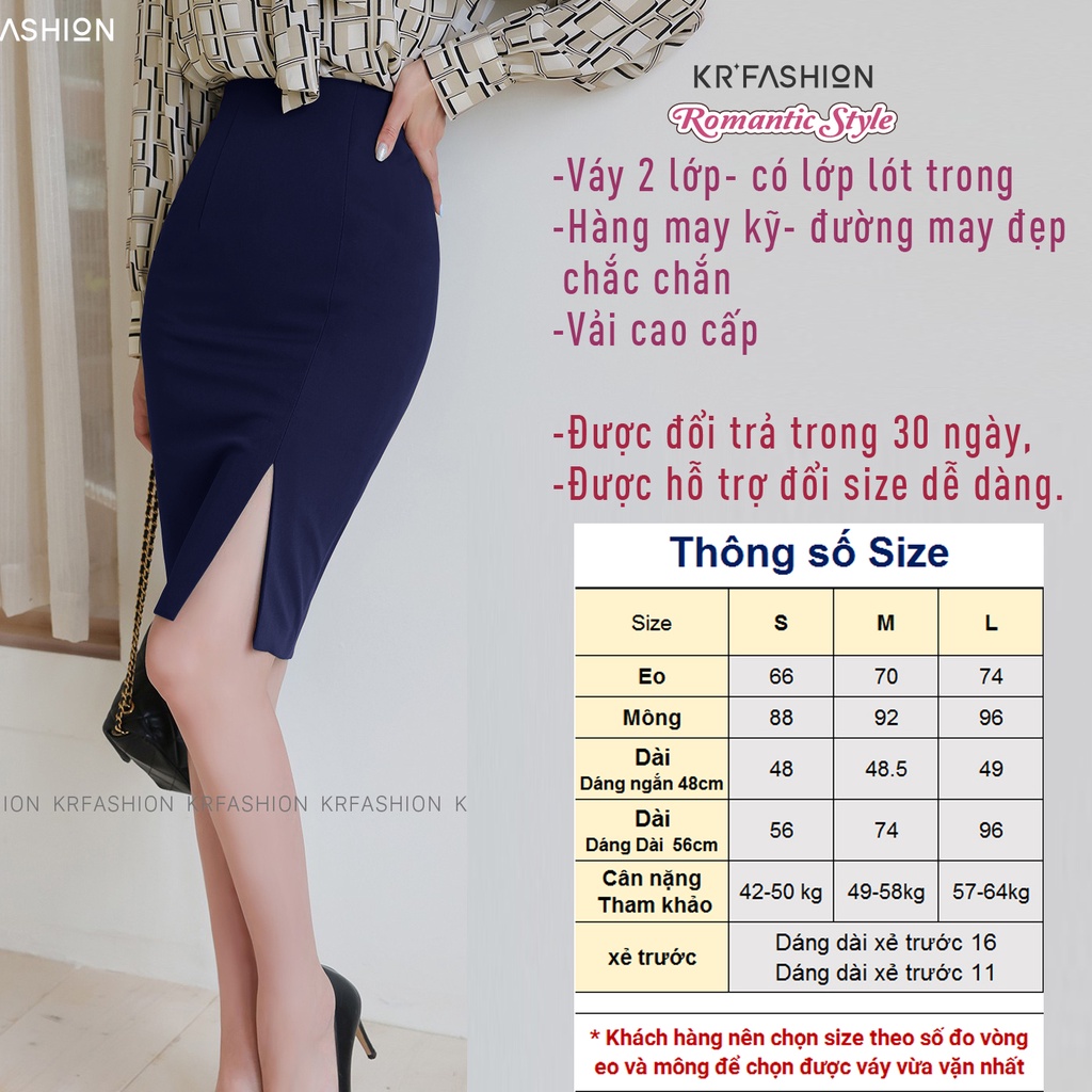 Chân váy công sở xẻ tà ngắn trước SK2101 - KRfashion Cao cấp style Hàn Quốc chỉ có tại váy công sở bút chì thanh lịch