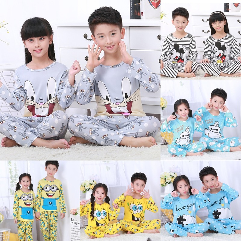 Đồ ngủ vải cotton in họa tiết hoạt hình thời trang cho trẻ em