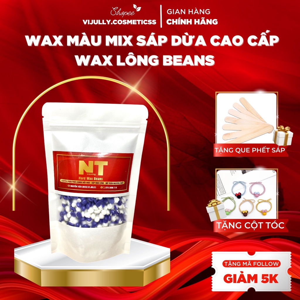 Sáp wax lông MIX MÀU cao cấp,sáp wax lông nóng hạt đậu nhập khẩu hard wax beans triệt lông tay, chân, nách, bikini..