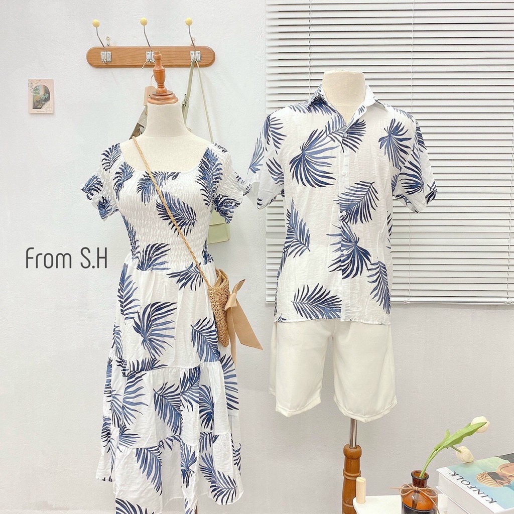 Set đi biển nhóm team gia đình, bộ sơ mi đi biển nhóm họa tiết trái cây đẹp nhất