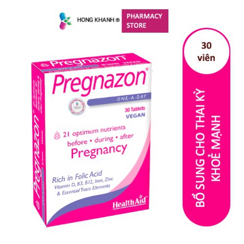 [ Chính hãng] viên uống Prenazon HealthAid cho thai kỳ khoẻ mạnh hộp 30 viên