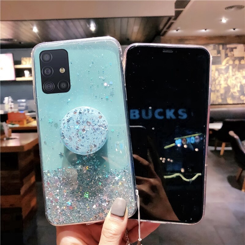 Ốp Điện Thoại Tpu Kim Tuyến Sao Lấp Lánh Có Khuyên Đeo Samsung A13 A23 A33 A53 A73 5G A54 A34 A14 LTE 4G 5G