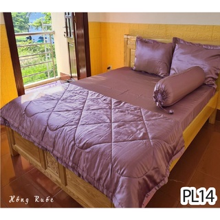 Trọn bộ 5 món gra giuờng phi lụa bóng loại cao cấp - màu hồng ruốc pl14