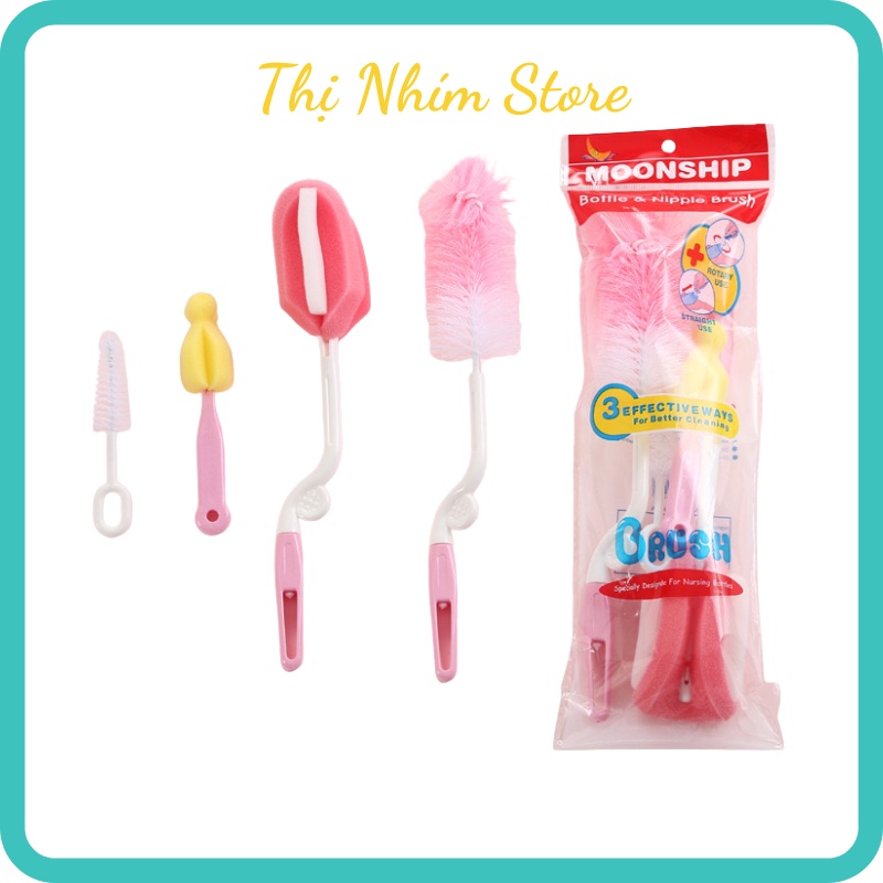 Bộ Cọ Bình Sữa, Thị Nhím Store, Bộ cọ rửa bình sữa 4 chi tiết