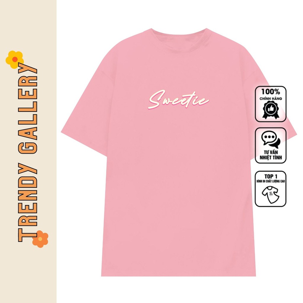 Áo Phông Nữ Form Rộng "sweetie" Trendy Gallery, Áo Thun Tay Lỡ Unisex In Hình Dễ Thương Ngọt Ngào Tv5072