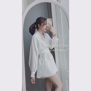 SET ÁO SƠMI CỘT EO QUẦN SHORT