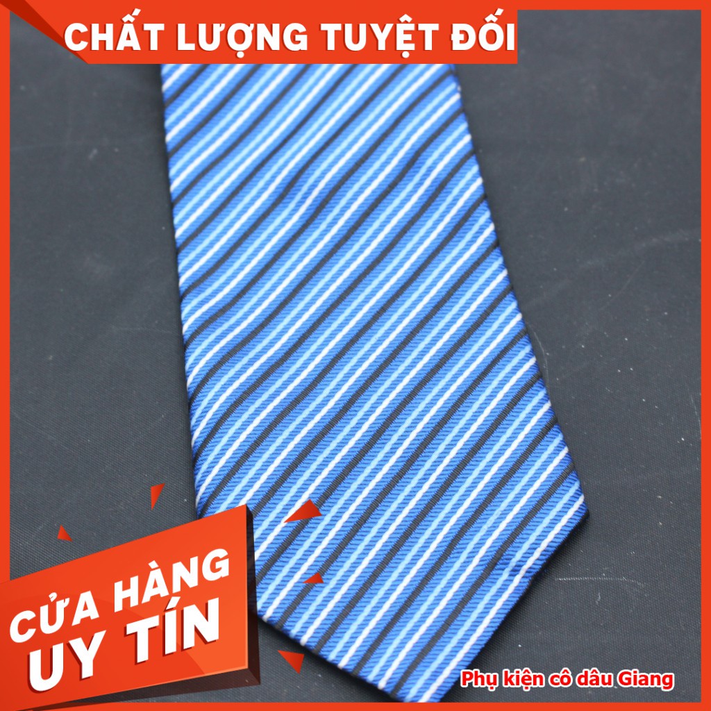Cà vạt nam kẻ dây kéo thắt sẵn bản 8cm trung niên hàng TP HCM sản xuất mã BA004