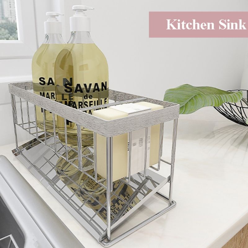 Kệ đựng dụng cụ đồ rửa chén Inox 304 kèm đĩa dốc 45 độ thoát nước tiện lợi
