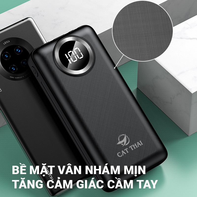 Pin sạc dự phòng có sẵn cáp Cát Thái KJ-A123 25000mAh sạc nhanh thông minh 2.1A có sẵn 4 cáp sạc không cần mang theo cáp