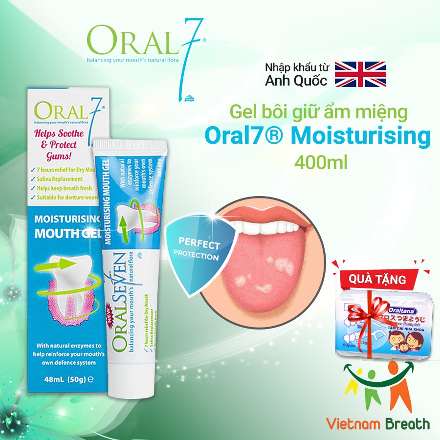 Gel bôi giữ ẩm miệng Oral7 Moisturising 40ml nhập khẩu từ Anh Quốc - Tặng 01 hộp tăm chỉ nha khoa Oraltana 50 cây