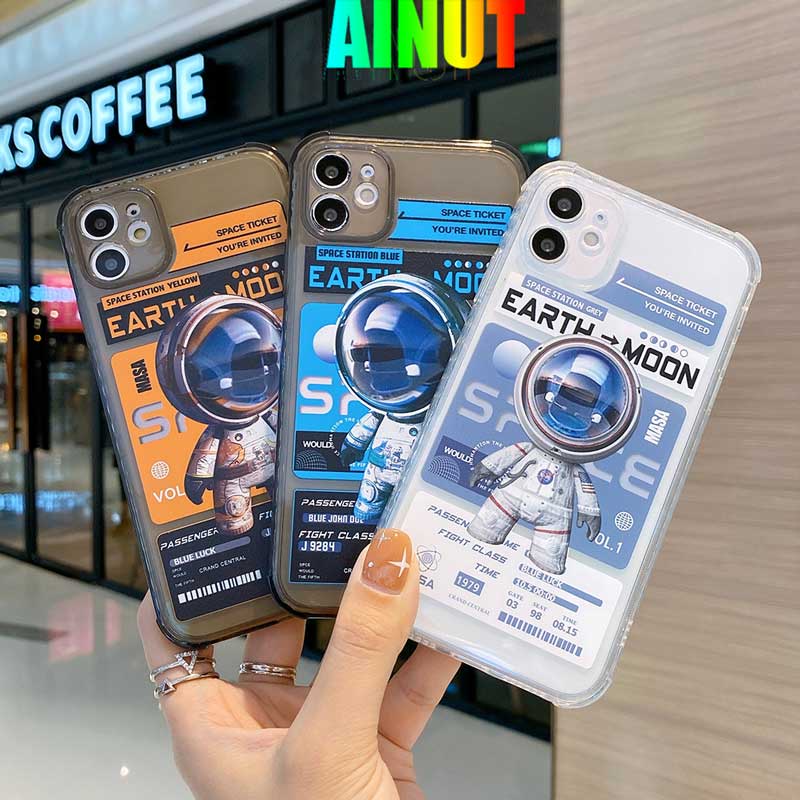 Ốp điện thoại dẻo AINUT chống sốc chống bụi bẩn hình phi hành gia cho iPhone11 12 Pro Max 7 8 Plus X XS XR XSMAX