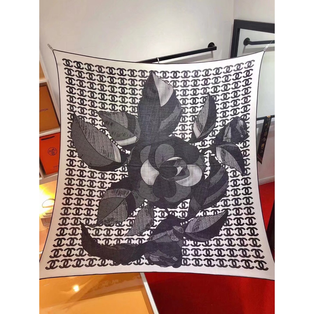 Khăn Choàng Cổ Hình Vuông Bằng Lụa In Họa Tiết Hoa Trà 35 &quot;x35 '' Dành Cho Bạn Nữ