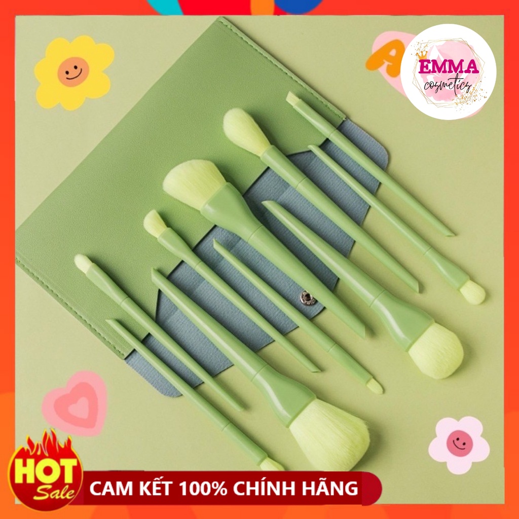 Bộ Cọ Trang Điểm 10 Món RONSHADOW Kèm Túi Da