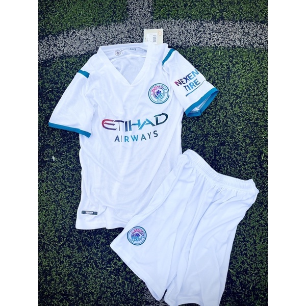 Set bộ quần áo bóng đá hàng nhập thái clb MC sân khách màu trắng 2021