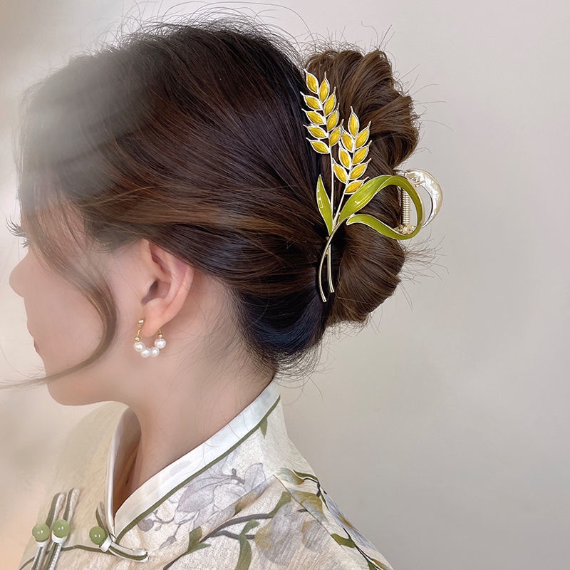 Kẹp Tóc Màu Vàng / Xanh Lá Cỡ Lớn Thời Trang Mùa Hè Tinh Tế Cho Nữ