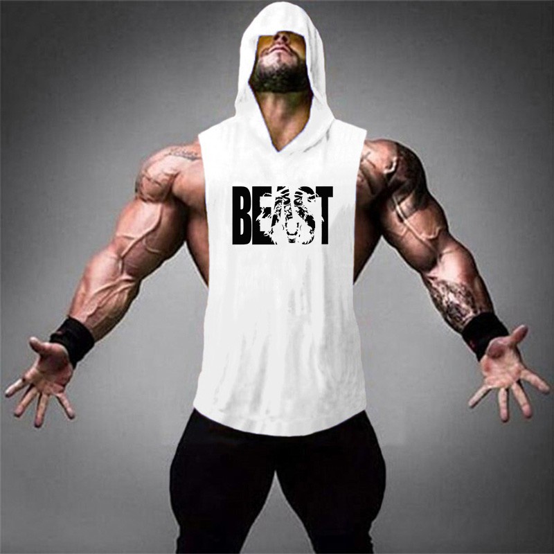 Áo hoodie in chữ Beast tập Gym