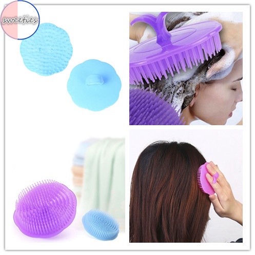 Bàn Chải Mát Xa Đầu Hình Tròn Bằng Silicone Tiện Lợi Cho Phòng Tắm