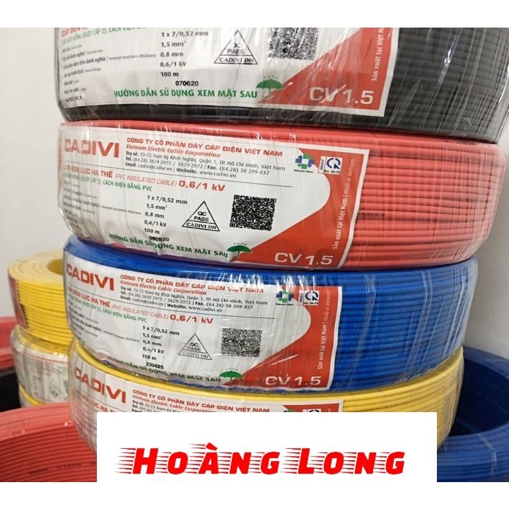 Dây điện Cadivi 1.5 đơn 7 sợi Cuộn 100m