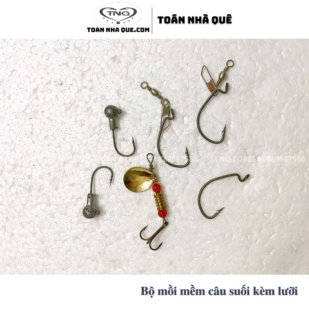 Bộ mồi mềm câu suối kèm lưỡi TNQ LURES - TOÁN NHÀ QUÊ