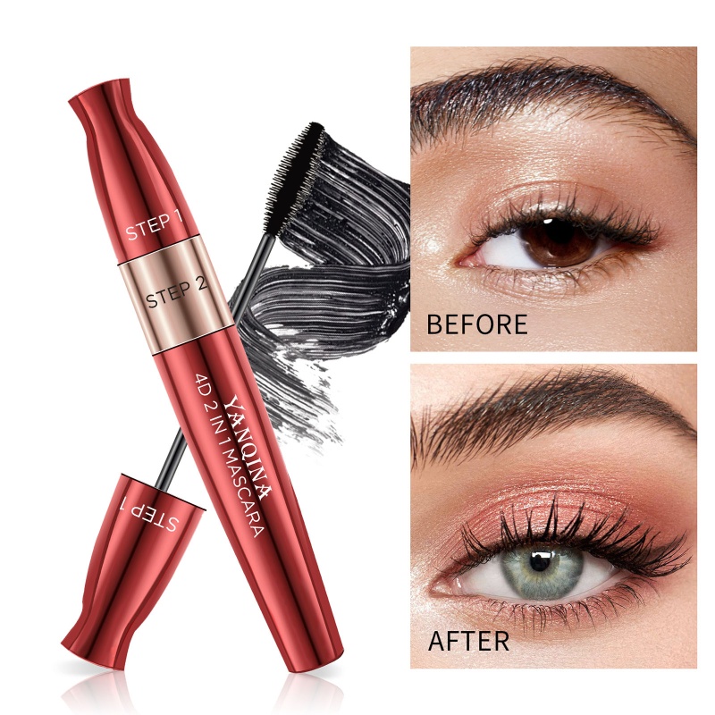 Mascara Sợi Tơ 4D 2 Trong 1 Chống Nước Lâu Trôi Giúp Làm Dài Và Làm Dày Lông Mi Tự Nhiên