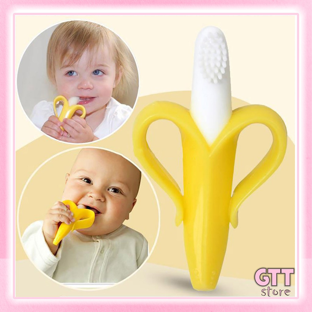 Gặm nướu cho bé ngứa lợi mọc răng tập nhai chất liệu Silicone an toàn hình quả chuối banana (Mỹ) GNUOU02 GTT