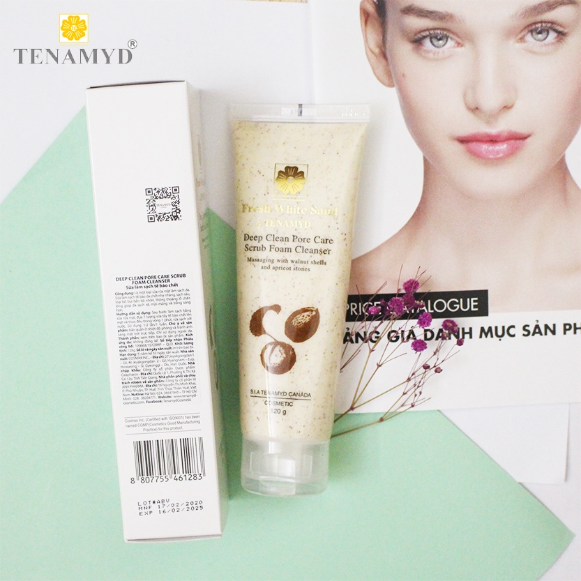 Sữa làm sạch tế bào chết TENAMYD - DEEP CLEAN PORE CARE SCRUB FOAM CLEANSER 120g - Happy Life for You
