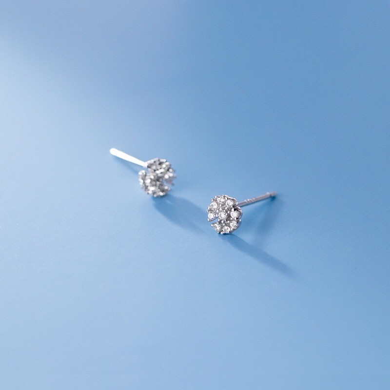 Bông tai bạc nữ H.A.S hình hoa nhỏ đính đá - HBT3