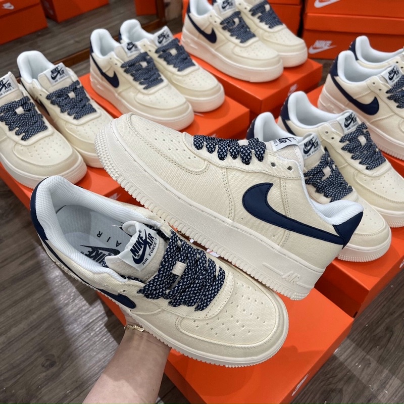 GIÀY AF1 LOW BEIGE DEEP VẠCH NAVI LAI AU [ FULL BOX + FREE SHIP ]