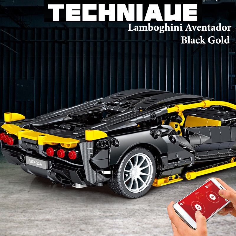 Đồ Chơi Lắp Ráp Mô Hình Siêu Xe TECHNIC Lamborghini Aventador Black Gold RC 701954 Với 1254 PCS