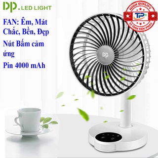 Quạt sạc tích điện DP DP-7626 tích hợp đèn LED chiếu sáng - loại quạt trung gió rất mạnh với nút bấm cảm ứng