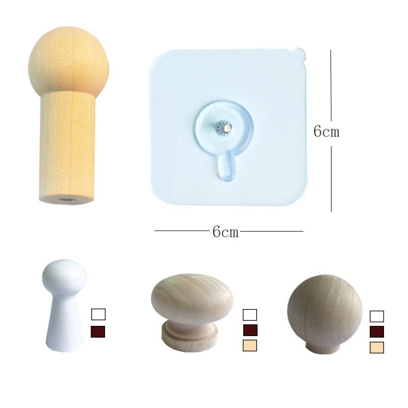 Combo 2 Móc Gỗ Dán Tường Treo Đồ Tiện Lợi