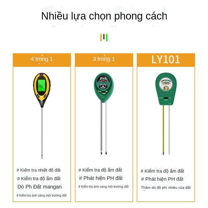 ❏Máy dò độ ẩm của đất Máy đo độ pH Nhiệt kế Nước Chất dinh dưỡng Ph Máy kiểm tra Thực vật Chậu hoa Khả năng sinh sản