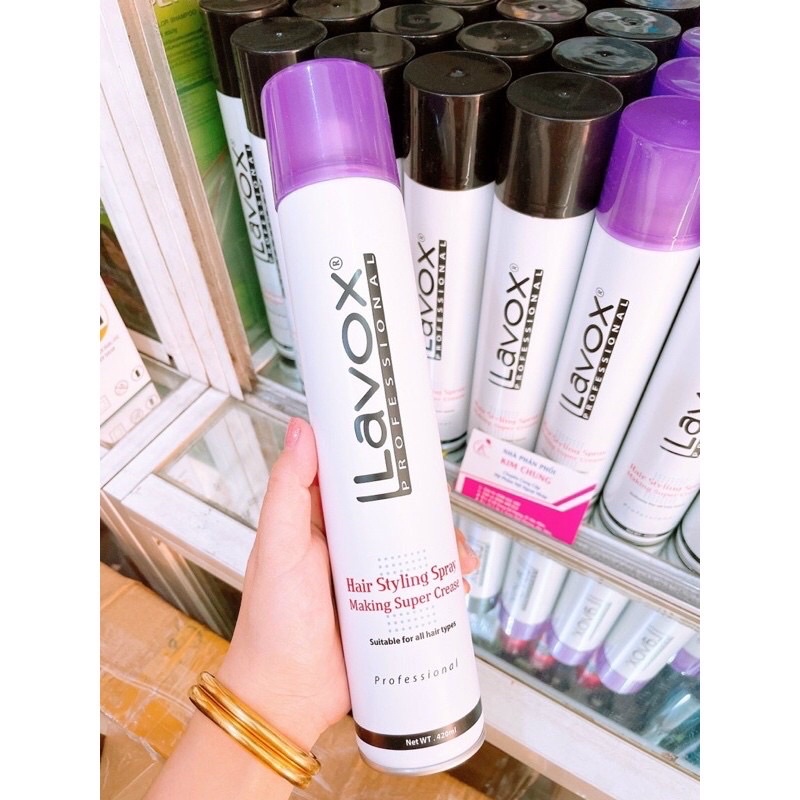 Combo 2 chai keo xịt giữ nếp tóc Lavox siêu sóng 420ml