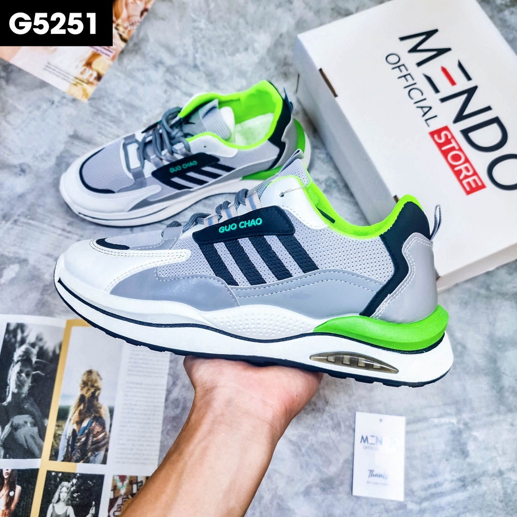 Giày Thể Thao Nam MENDO - Giày Sneaker Màu Xám - Đen Viền Xám, Giày Thể Thao Unisex Dễ Phối Đồ - G5251