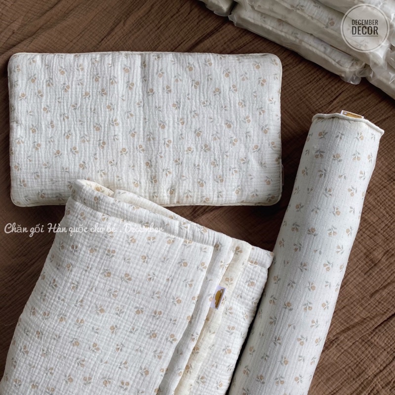 Gối nằm xô cho bé sơ sinh siêu mềm mại, không gây kích ứng họa tiết hoa nhí vintage