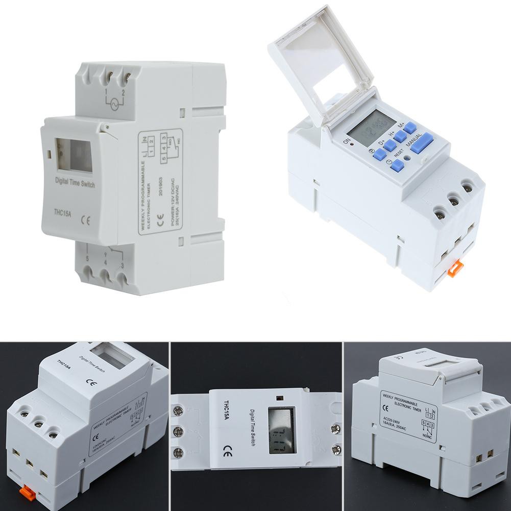 12V 24V 110V 220V AC 50-60Hz Electronic Switch Weekly Programmable LCD Digital Display Timer Switch