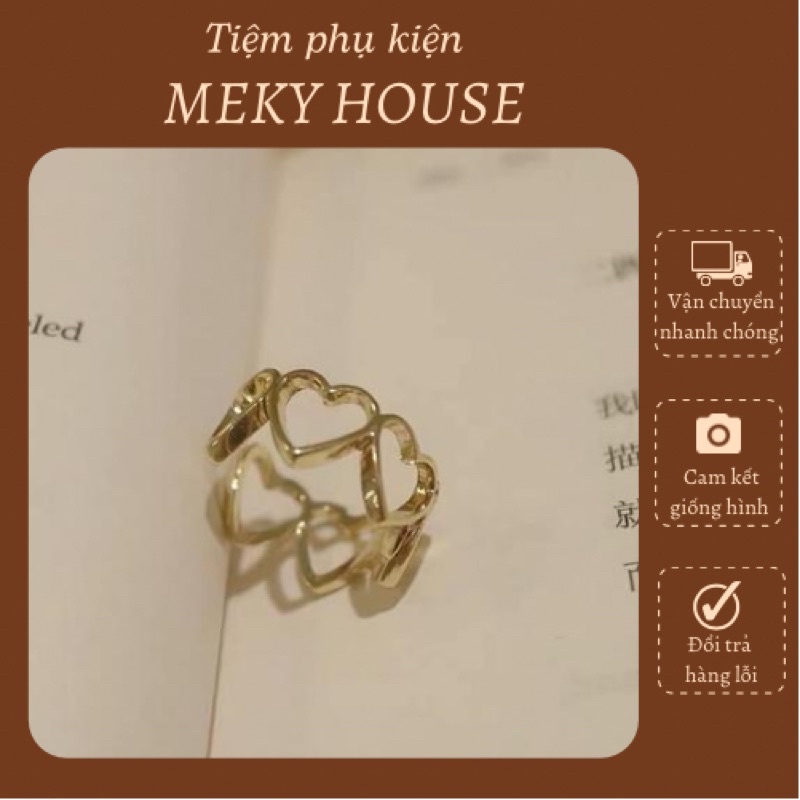 Nhẫn nữ hoạ tiết trái tim rỗng