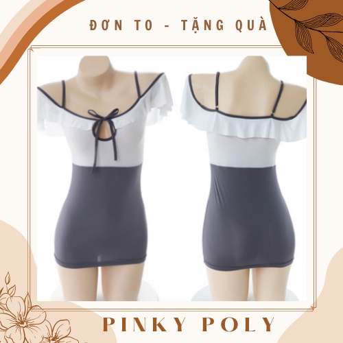Set Cosplay Cô Thư Kí Trễ Vai - Set váy ngủ cosplay anime PinkyPoly - Hai Màu Đen Xám CP05 | BigBuy360 - bigbuy360.vn