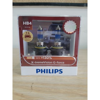 Hộp 2 bóng đèn pha xe hơi philips x-tremevision g-force plus + 130% hb4 9006 xvg s2 12v 51w 3700k