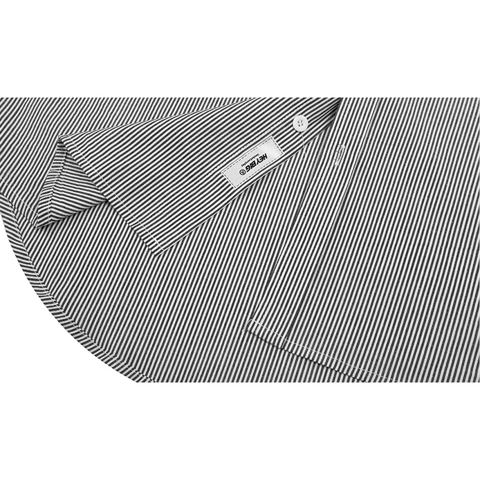 Áo sơ mi Nelly Heybig cộc tay kẻ sọc xám