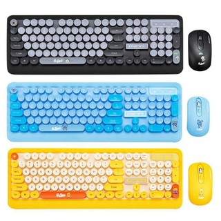 Bộ bàn phím và chuột không dây Siêu Xinh thời trang K68 màu đen vàng xanh sặc sỡ tương thích máy tính, laptop, pc
